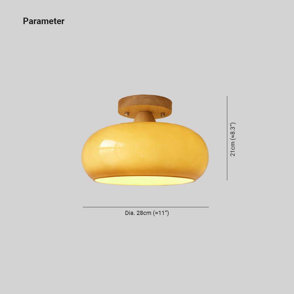 Willowcrest Wood and Glass Flush Mount Ceiling Light